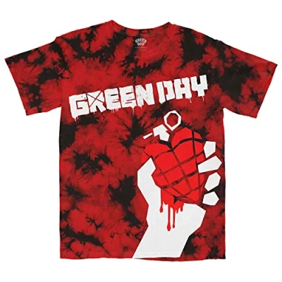 Image of Paradiso Clothing Green DAY American Idiot DYE WASH Print Tshirt, Women&#039;s, Size: XXL, Red
