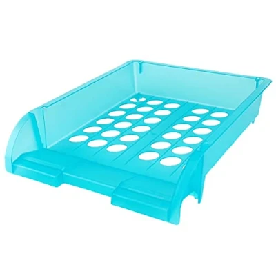 Image of D. RECT PP A4 document tray, paper letter storage basket, transparent, turquoise