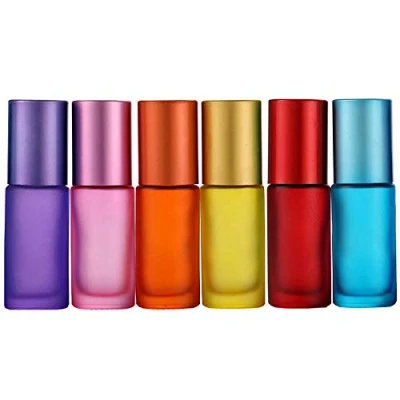 Image of JamHooDirect 6Pcs, 5ml Essential Oils Roller Bottles, Empty Refillable Colorful Frosted Glass Roll on Bottles with 1 Opener &amp; Dropper, Perfect for Aromatherapy, Fragrance, Perfume