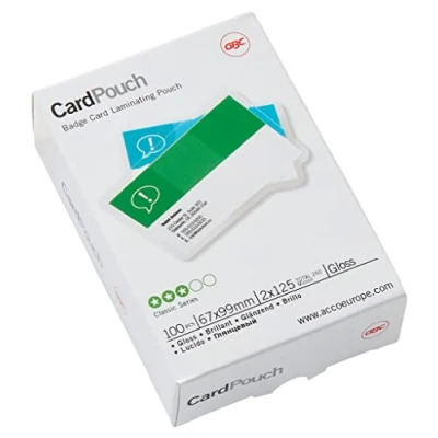 Image of GBC, 67x99mm 2x125 Micron Gloss Card Laminating Pouches, Pack of 100, 3743177