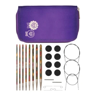 Image of KnitPro Crochet Hooks in Zipper Case, Symfonie Tunisian Afghan Wood Tips Complete Set (3.5 8mm) with Accessories