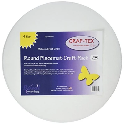 Image of Bosal 16 inch Craf Tex Round Placemat Craft Pack, Pack of 4, White