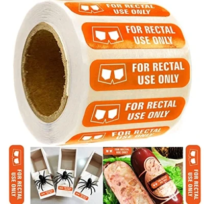 Image of 500 &quot;for Rectal Use Only&quot; Stickers Waterproof 1.5&quot; x 3/8&quot; Fluorescent with Permanent Adhesive Orange/Blue Shipping Randomly
