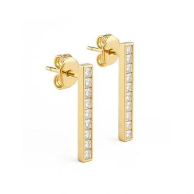 Image of Carissima Gold Women&#039;s 9ct Yellow Cubic Zirconia Bar Drop Earrings