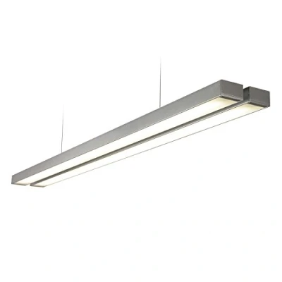 Image of Borde Integrated LED Linear Baton Pendant Twin Bar Silver, Opal