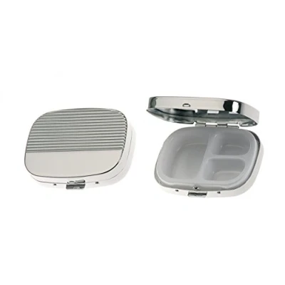 Image of silberkanne Freiburg Pill Box with 3 Compartments 5 x 6.5 cm Silver Plated Premium Finish