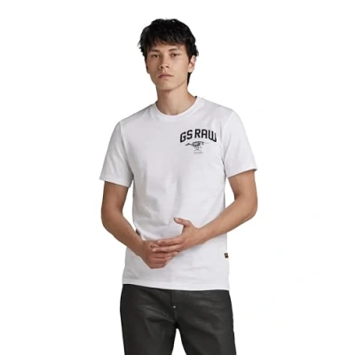 Image of G Star Men&#039;s Skeleton Dog Chest Graphic Slim T Shirt, White (white D24424 C372 110), L