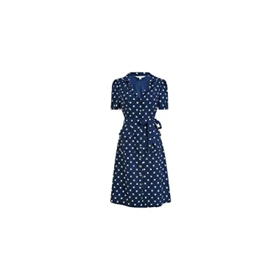 Image of Yumi Navy Spotted Retro Shirt Dress 18