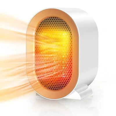 Image of Electric Heater, Heaters for Home, 1200W Energy Efficient Space Silent Room Portable Ceramic Fan Heaters, Thermostat 2 Modes, Overheat &amp; Tip Over Protection, Bedroom, White