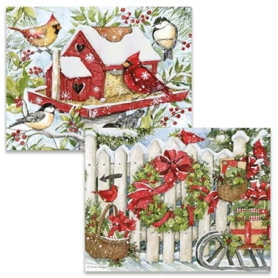Image of Lang Winter Birds Assorted Boxed Christmas Cards (1008129) 2 Unique Designs of Festive Holiday Greeting 18 Total