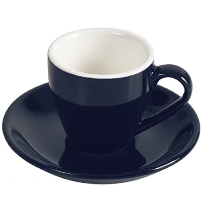 Image of ionEgg Porcelain Espresso Cup with Saucer, Shot Cup, Demitasse 80ml/2.7Oz, Navy