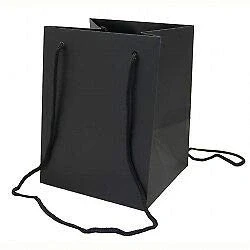 Image of Pack of 10 Hand Tied Florist Flower Gift Bags with Rope Handle Colour Choice (Black)