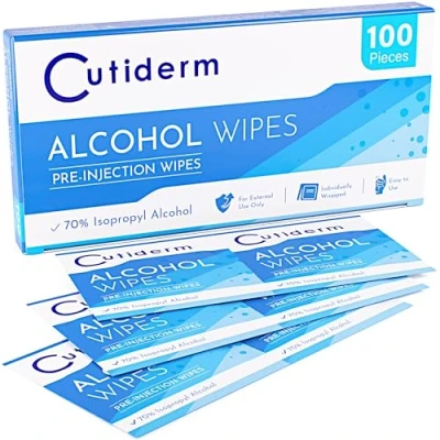 Image of Cutiderm Pre Injection Alcohol Wipes/Swabs Box of 100 Sachets