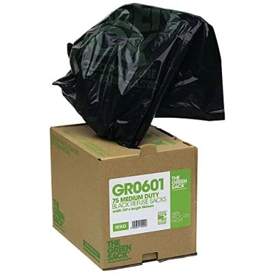 Image of The Green Sack Heavy Duty Refuse Bag in Dispenser Black (Pack of 75) GRO601