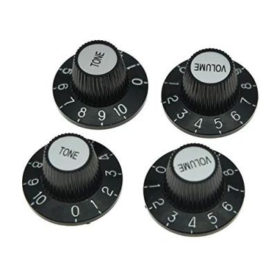 Image of 4pcs Black with Silver Cap LP Metric Guitar Witch Hat Knobs Top for SG Epiphone Les Paul