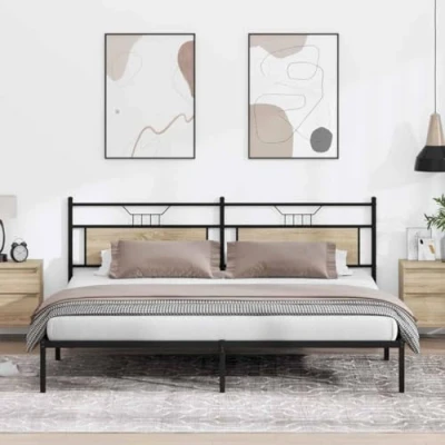 Image of vidaXL Bed Frame without Mattress Sonoma Oak 193x203 cm Engineered Wood