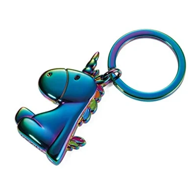 Image of TROIKA Unicorn KR17 08/MC Keyring Rainbow Dye, Bubble Effect Cast Metal Enamel Original