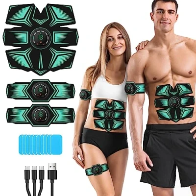 Image of GROSBEAK EMS Muscle Stimulator ABS Trainer, Electric Abdominal Toner for Men and Women, 8 Modes AB Arms, Waist Rechargeable, Skin friendly （Green）