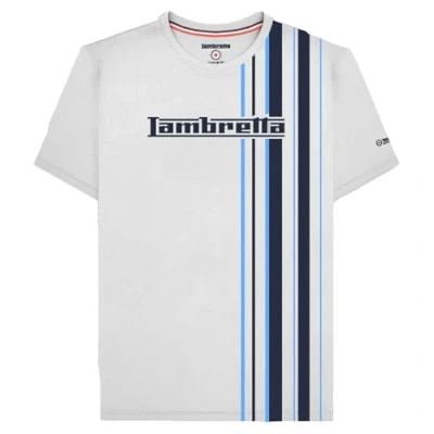 Image of Lambretta Mens Racing Stripe Logo Retro T Shirts (UK, Alpha, XXL, Regular, White)