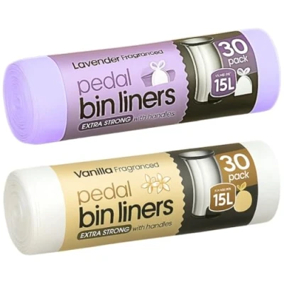 Image of 60 Extra Strong Scented Bin Liners 15L Fragranced Pedal Bags Lavender bags, Vanilla, 2 rolls of 30