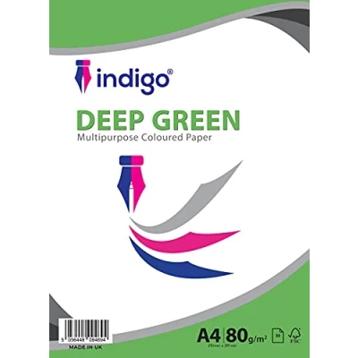 Image of Indigo® A4 80gsm Coloured Paper Origami Assorted Multi Colour for Art &amp; Craft Sheets (Deep Green, 50 Sheets)
