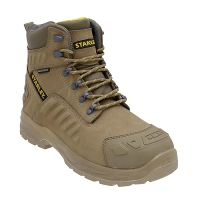 Image of Stanley Vortex Men&#039;s Waterproof, Nubuck Leather, Steel Safety Toe, Penetration Resistant Work Boot, Stone, UK8