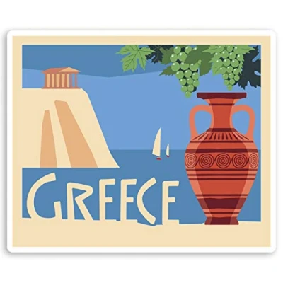 Image of 2 x 10cm Ancient Greece Vinyl Stickers Travel Greek Luggage Sticker #20941 (10cm Wide)