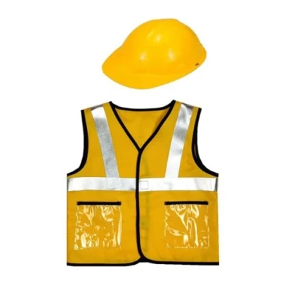 Image of Construction Worker Costume For Kids Belt Hat And Vest Kid Builder Career Outfit Children