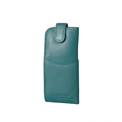Image of Real leather Slim Glasses Case in Teal Green genuine spectacle pouch ladies men