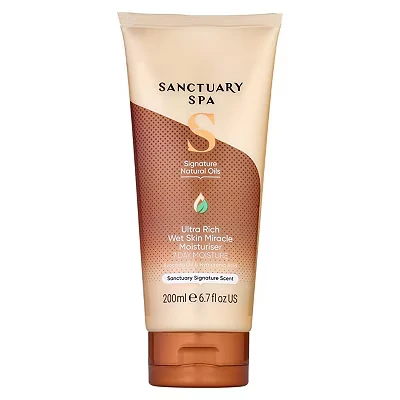 Image of Sanctuary Spa Ultra Rich Wet Skin Miracle Moisturiser, No Mineral Oil, Cruelty Free and Vegan In Shower 200ml, Orange