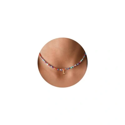 Image of TINGN Gifts for Teen Girls Trendy Stuff Beaded Initial L Necklace Boho Girl Necklaces Teenage 11 12 13 14 15 16 17 18 Years Old