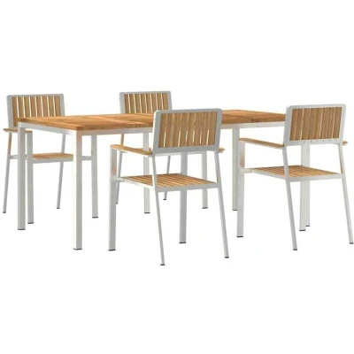 Image of vidaXL 5 Piece Garden Dining Set Solid Wood Teak