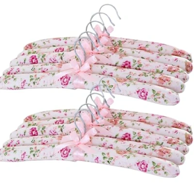 Image of Padded Coat Hangers for Women, 10PCS 15 Inch Anti Slip Sweater No Shoulder Bump Thick Clothes Shirt Blouse Purple