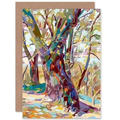 Image of Wee Blue Coo ABSTRACT TREE FOREST IMPRESSIONIST BLANK GREETINGS BIRTHDAY CARD ART