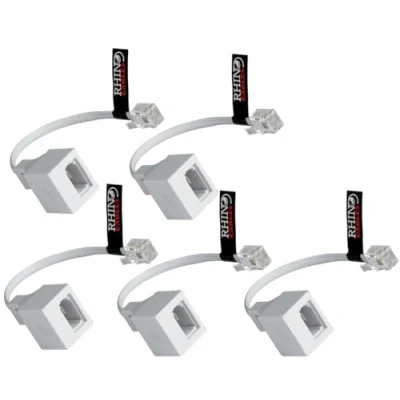 Image of rhinocables RJ11 to BT Socket Adapter Phone Ethernet Universal Compatibility for Phones, Modems, Routers &amp; Printers. Durable Connector Seamless Calls Fast Internet (Pack of 5)