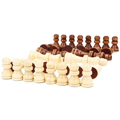 Image of 32PCS Wooden International Chess Pieces with No Board, Portable Tournament Staunton Entertainment Board Game Set