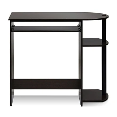Image of Furinno Simplistic Easy Assembly Computer Desk, Study Writing Dark Brown, 80 (W) x 73 (H) 40 (D) cm
