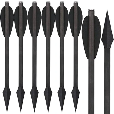 Image of WANVZMR 6.3&quot; Pistol Crossbow Bolts,Mini Carbon Bolts Arrows with Broadhead Tips Hunting for 50 80lbs Archery Shooting Target Practice (6pcs black)