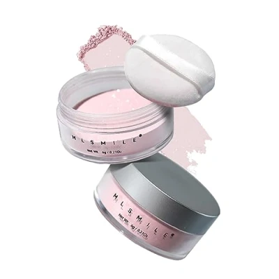 Image of Pink Translucent Setting Powder, Shimmer Powder Waterproof Oil Control Tone up Face Highlighter Makeup Finishing Long Lasting Loose for All Skin Types
