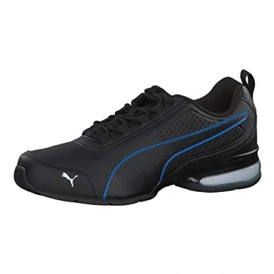 Image of Puma Leader Training shoe, Men&#039;s, Size: 6, Black/white/indigo bunting Imitation leather/ textile