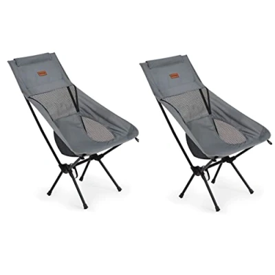 Image of Rainberg Ultra Lightweight High Back Camping Chair, Folding Chairs for Adults, Foldable Garden Outdoor Picnic BBQ Chairs. (Pack of 2, Grey)