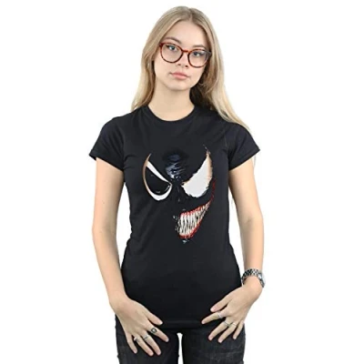 Image of Marvel Women&#039;s Venom Split Face T Shirt Black Large