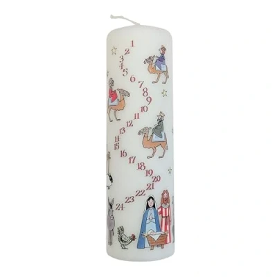Image of Alison Gardiner The Nativity Wax Christmas Advent Pillar Candle 50 Hours Burn Time 6 cm x 20