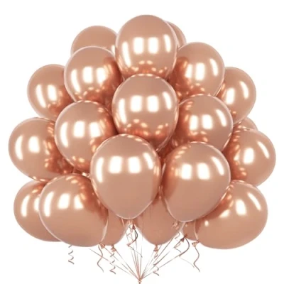 Image of Teselife Metallic Rose Gold Balloons, 50Pcs 12 Inch Shiny Chrome Balloon Arch Garland Kit Women Girls Birthday Wedding Valentine Anniversary Engagement Baby Bridal Shower Party Decorations