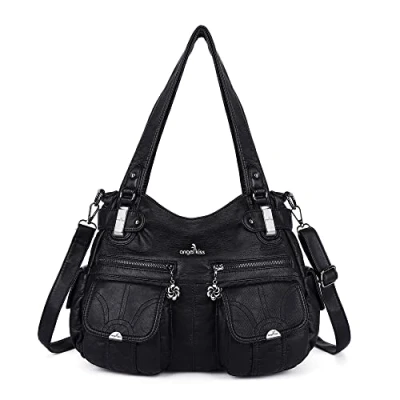 Image of Angelkiss Women Top Handle Satchel Handbags Purse Shoulder Bag black