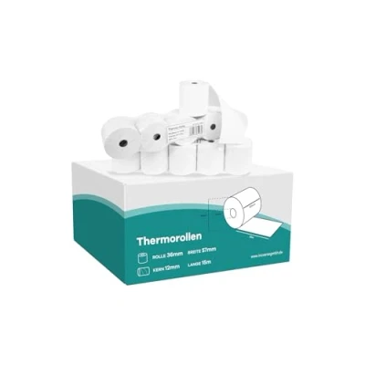Image of Inoverse EC Cash Thermal Rolls 57 mm x 30 12 mm, Paper Till Rolls, 15 m, 50 Receipt for POS System, Devices and ATM Machines, BPA Free