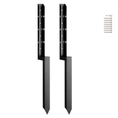 Image of VEVOR Fence Post Anchor Repair Kit, 2 Pack Inner Diameter x2 Inches Heavy Duty Steel Support Stakes, Ground Spike for Tilted, Broken Wood