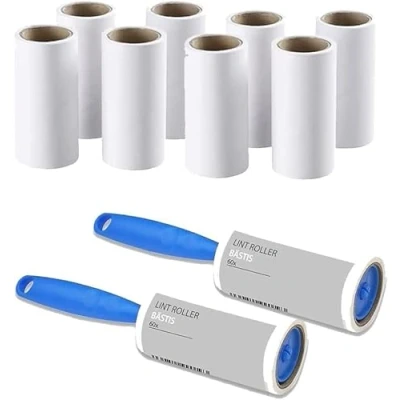 Image of 1ABOVE Lint Roller, 10 Sticky Replacement Heads with 2 Handles, Total 600 Easy Peel Sheets, Quickly Removes Animal Fur, Cat &amp; Dog Hair, Dust Fluff from Clothes, Furniture, Carpet