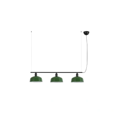 Image of Tatawin Medium Bar Pendant Ceiling Light Black, Gloss Green 3x E27