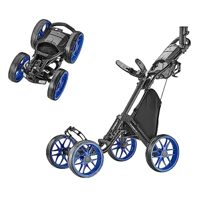Image of Caddytek 4 Wheel Golf Push Cart Caddycruiser One Version 8 1 Click Folding Trolley Lightweight, Compact Pull Caddy Cart, Easy to Open
